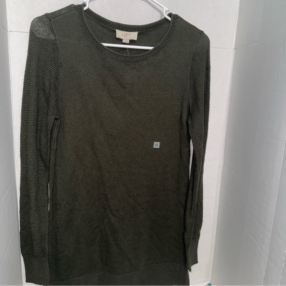 LOFT New Olive Green Tunic Long Sleeve Size XS